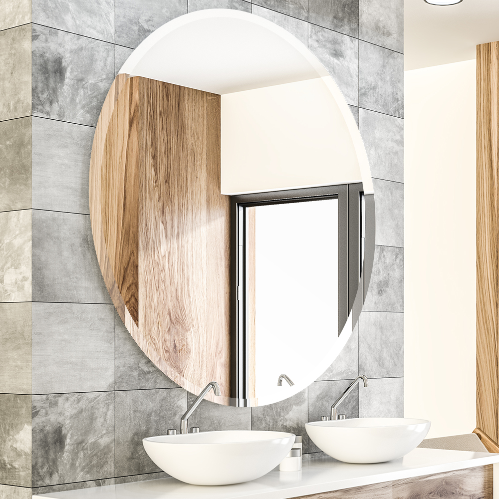 Round Bathroom Mirror Frameless, Large Oval Vanity Mirror For Bathroom