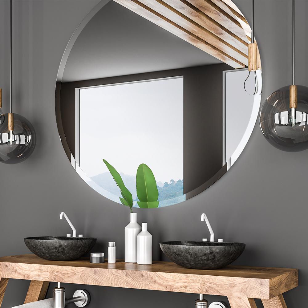 Round Bathroom Mirror Frameless, Round Bathroom Mirror Metal Frameless