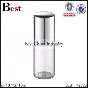 clear tube glass roll on bottle stainless steel roller and shiny silver aluminum cap 8/10/12/15ml