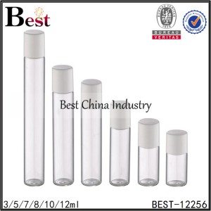 clear tube glass bottle glass roller white plastic cap 3/5/7/8/10/12ml