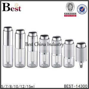 clear tube essential oil bottle silver aluminum press dropper 5/7/8/10/12/15ml