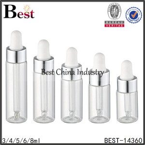 glass tube bottle clear color with aluminum dropper cap 3/4/5/6/8ml