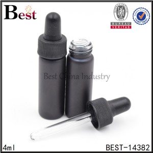 black painted glass tube bottle with black dropper cap 4ml 7ml