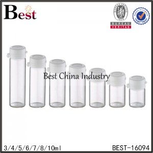 clear sample tubular bottle white cap 3ml 4ml 5ml 6ml 7ml 8ml 10ml