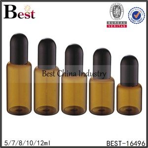 tube glass amber sample bottle with round top black cap 5/7/8/10/12ml