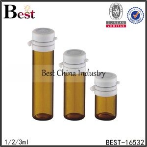 amber glass tube bottle with tear off cap 1/2/3ml