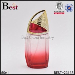 boat shaped red glass perfume bottle 50 ml