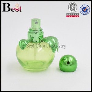 green pink apple shaped glass perfume 