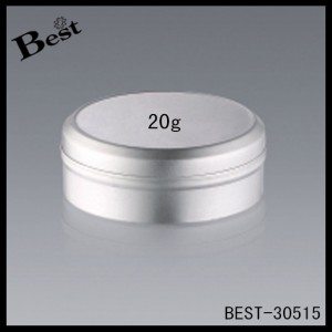 silver round shape aluminum jar with cap for cream 20g