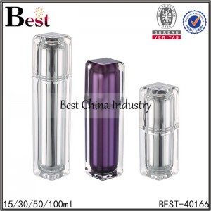 square silver and purple acrylic pump bottle 15/30/50/100ml