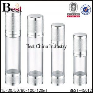 clear airless pump bottle with frosted silver cap,bottom 15/30/50/80/100/120ml