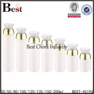 white PP plastic airless bottle 30/50/80/100/120/135/150/200ml