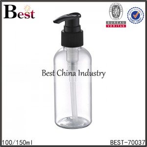 clear PET bottle with black plastic lotion pump 100/150ml