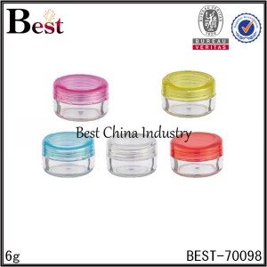 clear lip balm PET jar with colorful cap 6g
