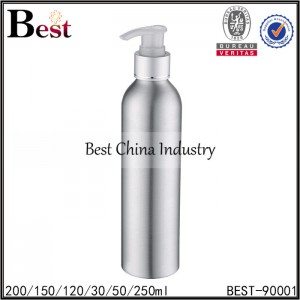 silver aluminum bottle with lotion pump 30/50/120/150/200/250ml