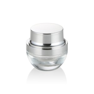 Luxury 20g 30g 50g clear glass cream jar with silver metal lid