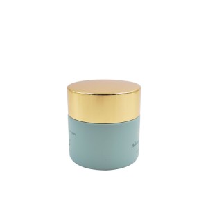 elegant 50ml 50g straight side dark sea green mineral glass cosmetic jar with gold metal lid