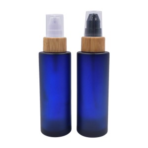 frosted blue glass lotion bottles with lotion pump 100ml 120ml