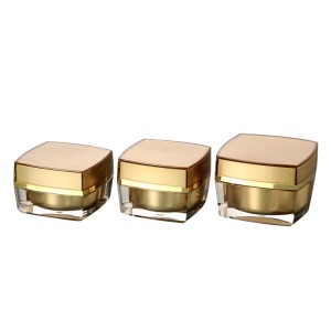 Luxury gold acrylic square cosmetic empty cream jar