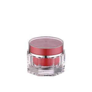 high class red white color acrylic packaging cream jar
