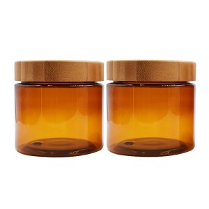 500ml amber plastic jar bamboo lid