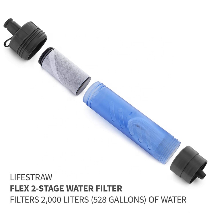 BPA Free Sports Water Treatment System 2 Stage Filtration Personal Water Filter For Outdoor Survival Emergency