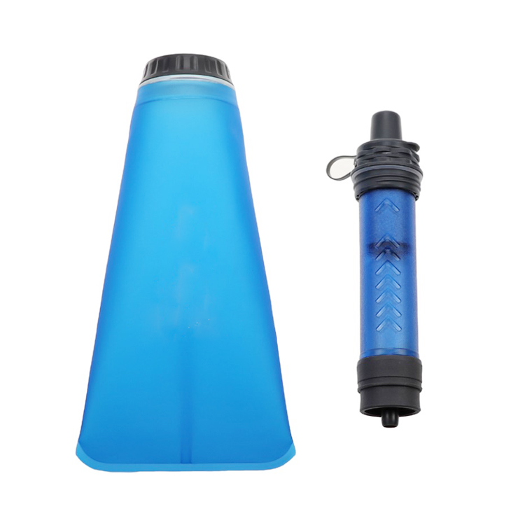 Wholesale Survival Gear Directly Water Drinking Bottle With Carbon Filter For Camping Outdoor Adventure Kit