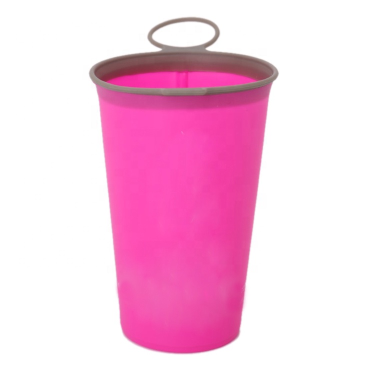 BPA Free FDA TPU Material Rose Color 220ml Customize Logo Reusable Race Soft Cup For Running