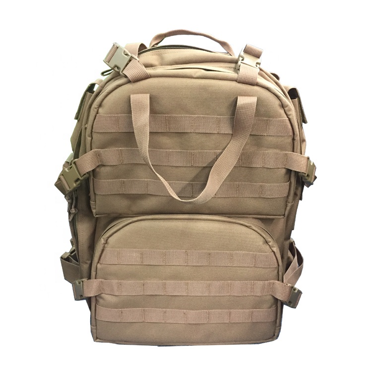 Khaki Color OEM 600D PVC Molle System Rucksack Canvas Military Tactical Bag, Custom Tactical Bag