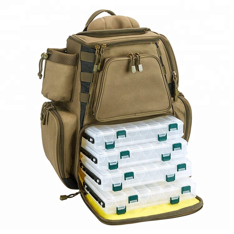Large Waterproof Tackle Storage Protective Rain Cover 4 Trays Tackle Box Fishing Tackle Backpacks