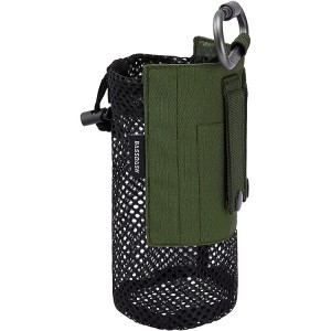 Tactical Molle Water Bottle Pouch with Carabiner Foldable Mesh Holder Bag for Travel