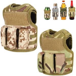 Beer Vest Tactical Holder, 2 Pack Upgraded Mini Beer Jacket Coozy, Adjustable Molle Drink Bottle Coolie Beverage Cooler