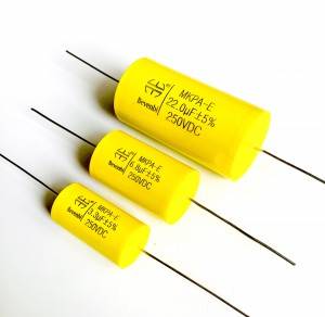 Audio capacitor metallized polypropylene and polyester film capacitor use for speaker crossover