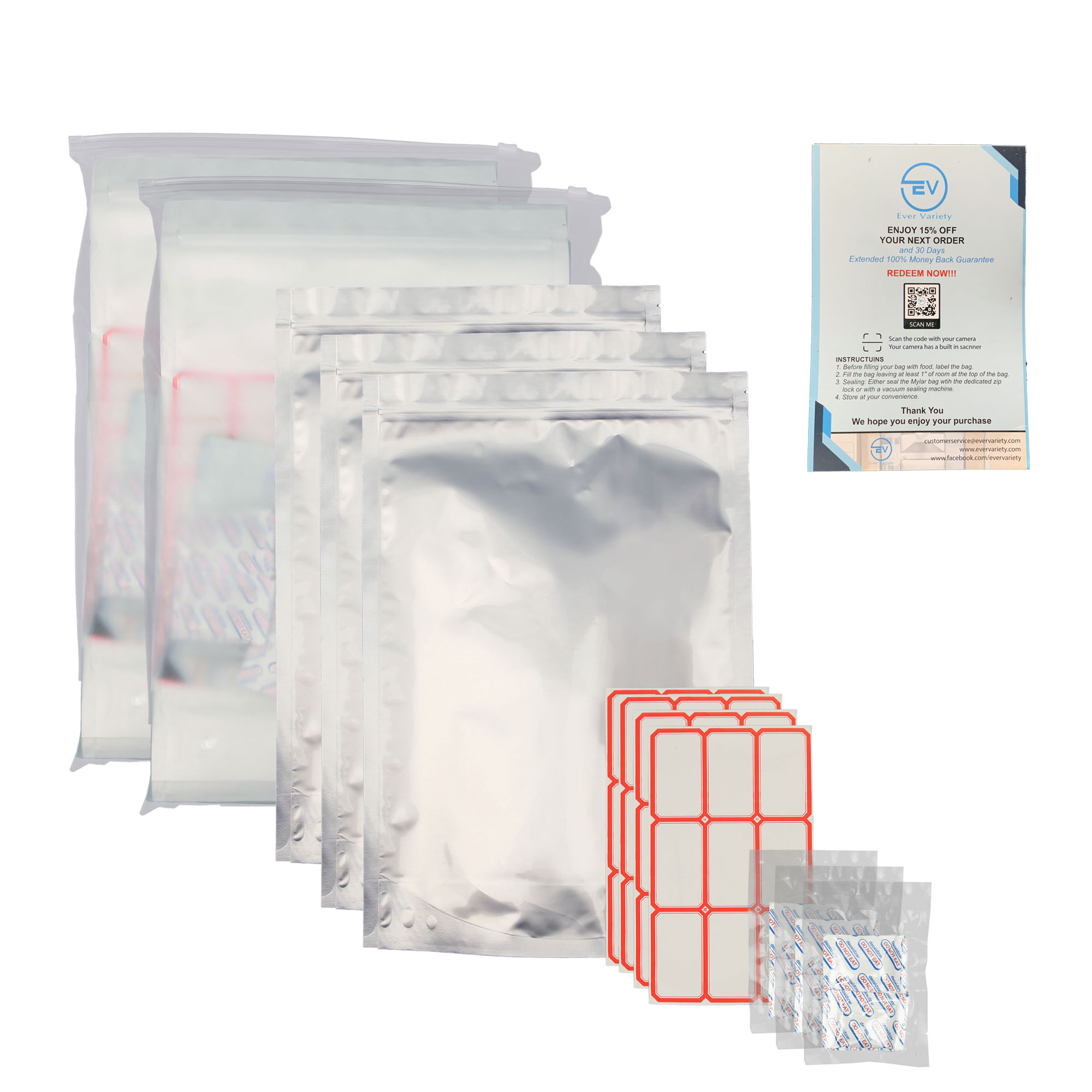 Clear Front Reclosable Airtight Mylar Bags Stand Up Clear Front ZipLock bags Featured Image