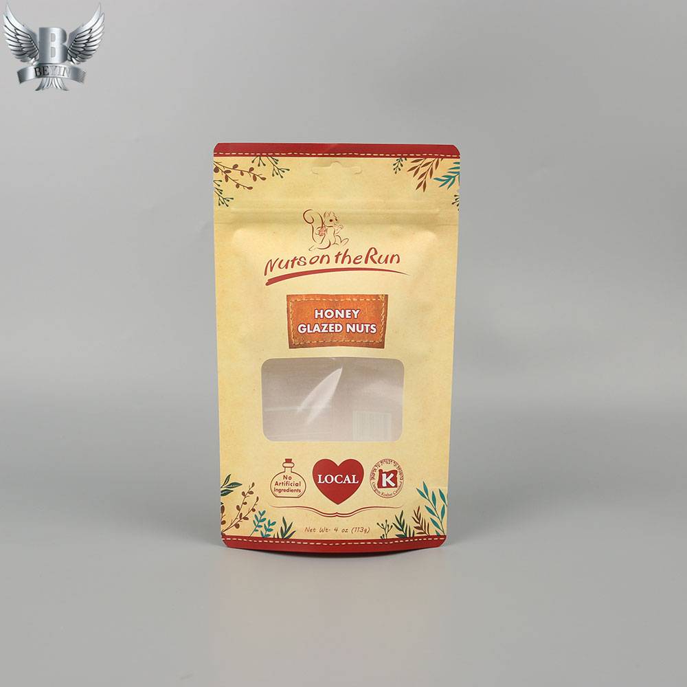 Good Quality Biodegradable Kraft Stand Up Pouch - OEM stand up zip lock paper bag with window – Kazuo Beyin Featured Image