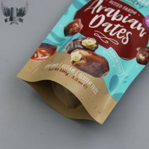 Wholesale Custom Printed and Laminated dates Packaging Stand up Pouch with Resealable Ziplock