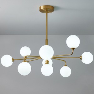 Luxury Gold Pendant Chandelier with White Ball Glass Sputnik lighting