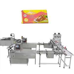 Línia de processament de la màquina d'embalatge de caixa d'embalatge de cub de brou de pollastre de 360 ​​unitats/min de 10 g d'un client turc