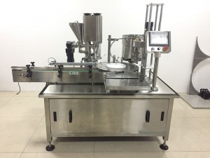 Small bottle powder filling and capping machine