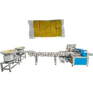 A Mexican customer’s 60pcs/min 10g chicken cube automatic pillow bag packaging machine processing line