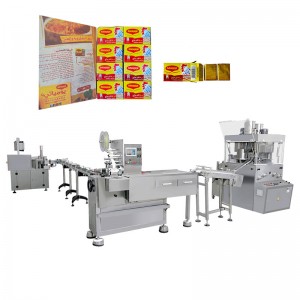 Processament d'estocs de pollastre Maggi de 10 g fent embalatge de caixes d'embalatge i línia de màquines d'embalatge 3D