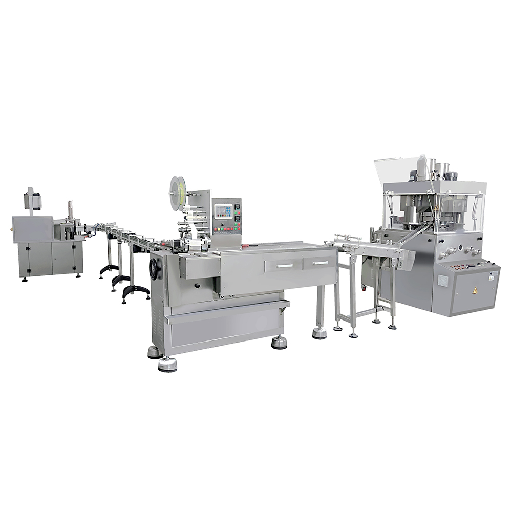 Brightwin Powder Feeding, 10g Chicken Cube Pressing, Wrapping and box packing Machine Line For Customers From Iraq