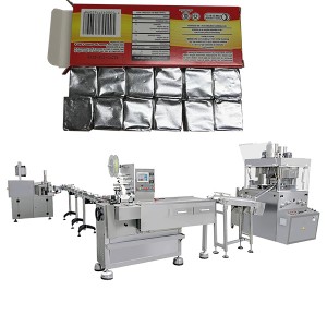 A Mexican customer’s 180pcs/min 10g chicken beef cube pressing wrapping box packing machine line