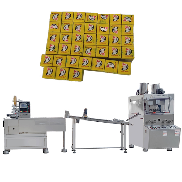 A Chinese trading company's 4g beef stock cube pressing wrapping machine production line 
