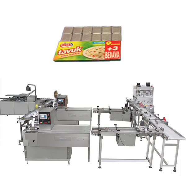 An Algerian client’s 360pcs/min 10g chicken cubes pressing wrapping box packing machine production line Featured Image