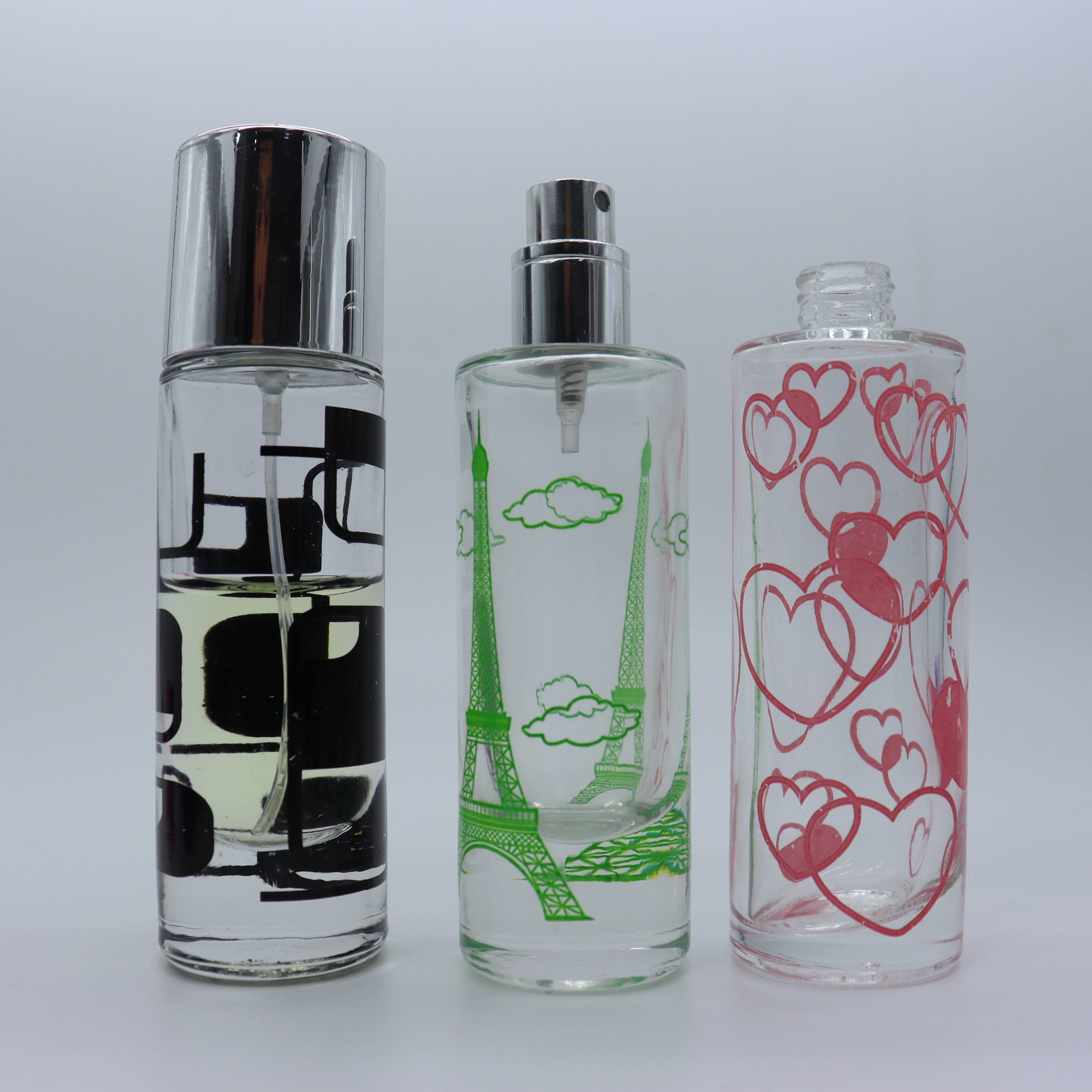 Lovely Cylinder Transparent manufacture supply 33ml perfume glass bottle with lid