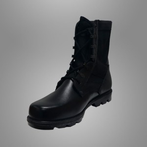 Military black leather boots