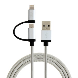 2-in-1 Lightning and Micro USB to USB Data Sync Charge Cable, #CC0036
