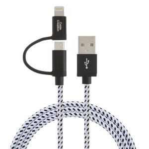2-in-1 Lightning and Micro USB to USB Data Sync Charge Cable, #CC0160