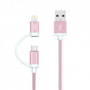 2-in-1 Short Lightning Charge Cable 0.8 Feet /0.25Meter, #CC0211